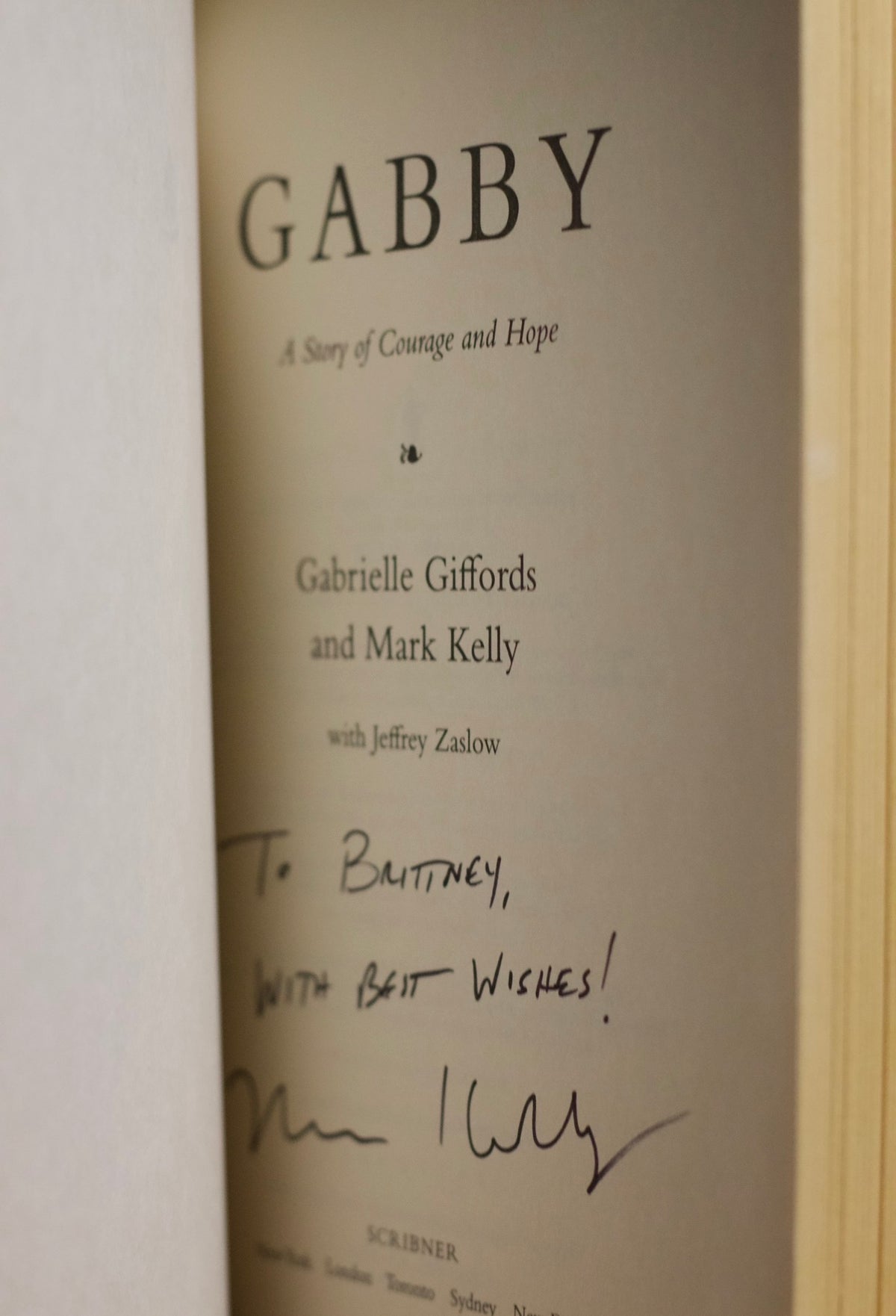 Gabby by Rep. Gabrielle Giffords & Sen. Mark Kelly Signed