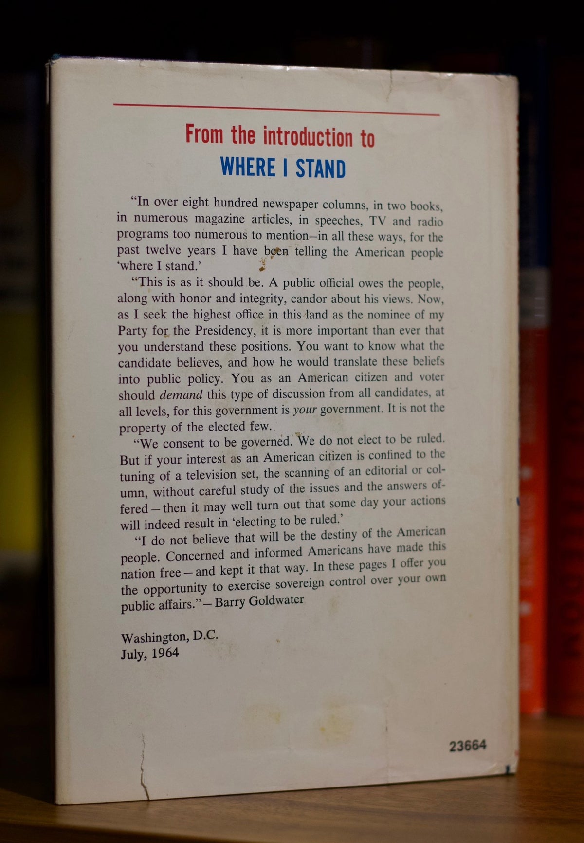 Where I stand by Barry Goldwater