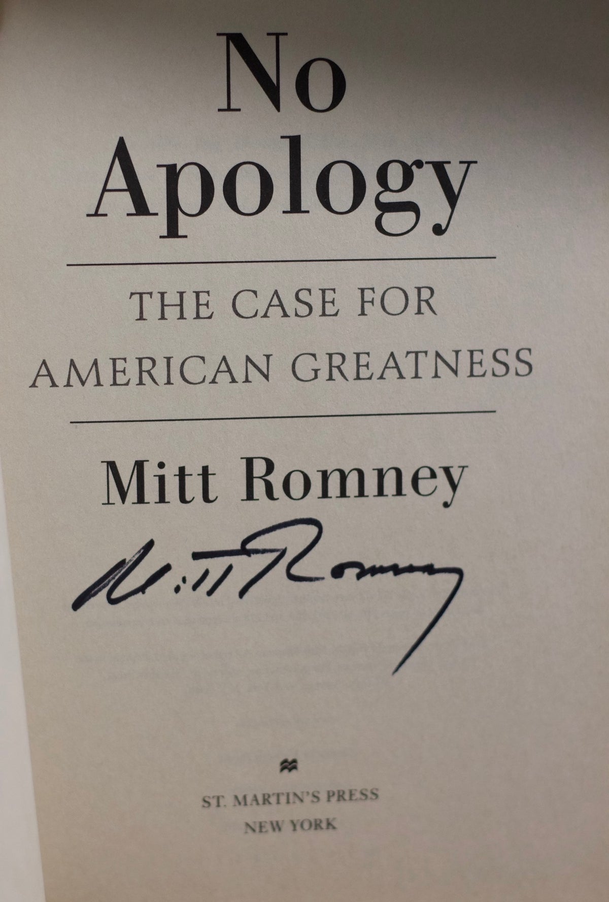 No Apology: The case for American greatness by Sen. Mitt Romney