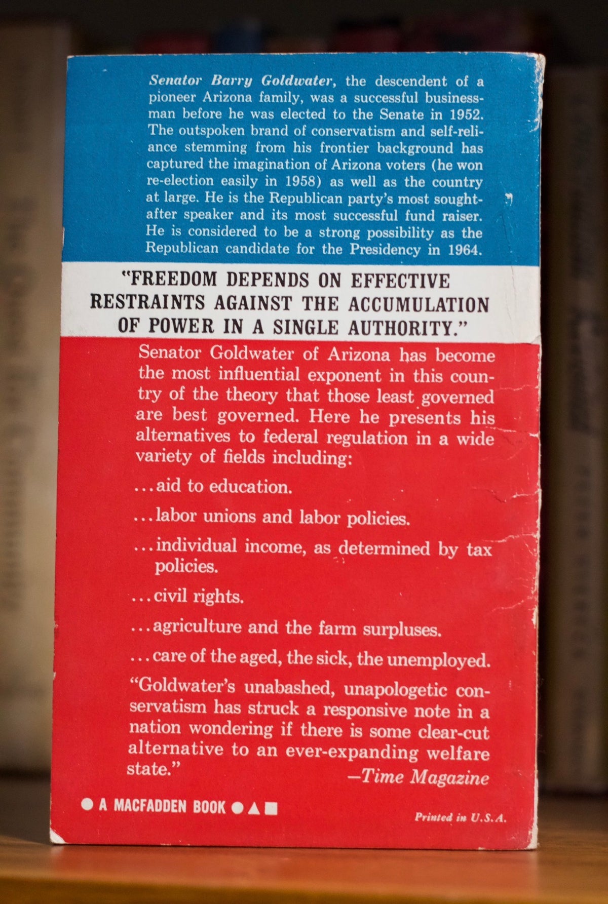 The Conscience of a Conservative by Senator Barry Goldwater. A MacFadden Capitol Hill Book
