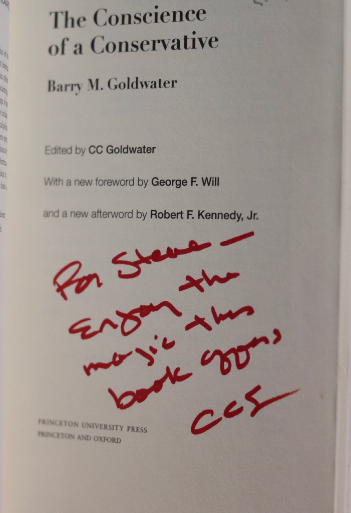 The conscience of a conservative by Barry Goldwater edited by CC Goldwater *signed